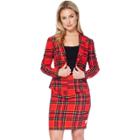 Women's Opposuits Print Jacket & Skirt Set, Size: 14, Med Red