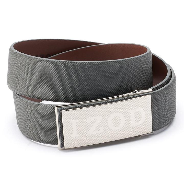 Men's Izod Logo Plaque Golf Belt, Size: 44, Grey