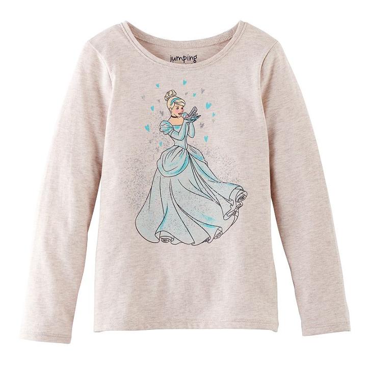 Disney's Cinderella Girls 4-10 Long-sleeved Tee By Jumping Beans&reg;, Size: 8, Lt Beige