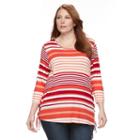Plus Size Croft & Barrow&reg; Printed Lace-up Tee, Women's, Size: 2xl, Brt Red