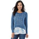 Women's Ab Studio Pointelle Mock-layer Sweater, Size: Regular, Ovrfl Oth