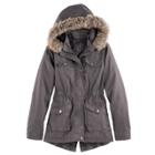 Girls 7-16 So&reg; Midweight Faux-fur Trim Anorak Jacket, Size: 14, Grey (charcoal)