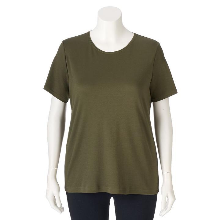 Plus Size Croft & Barrow&reg; Essential Crewneck Tee, Women's, Size: 0x, Green