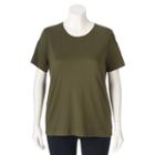 Plus Size Croft & Barrow&reg; Essential Crewneck Tee, Women's, Size: 0x, Green