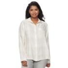 Juniors' Plus Size Mudd&reg; Plaid Flannel Shirt, Teens, Size: 3xl, White Oth