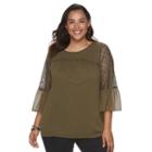 Plus Size Apt. 9&reg; Chiffon Lace Top, Women's, Size: 2xl, Dark Green