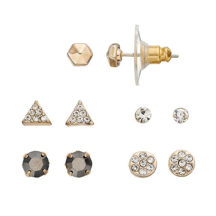 Lc Lauren Conrad Geometric Stud Earring Set, Women's, Gold Tone