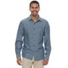 Men's Marc Anthony Slim-fit Linen-blend Stretch Button-down Shirt, Size: Xxl, Dark Blue