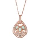 14k Rose Gold Over Silver Lab-created Opal & White Sapphire Pendant, Women's, Purple
