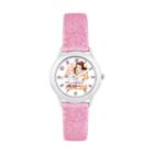 Disney's Beauty And The Beast Belle & Mrs. Potts Kids' Glittery Leather Watch, Girl's, Pink