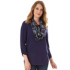 Women's Apt. 9&reg; Ruched Tee & Scarf Set, Size: Large, Blue (navy)