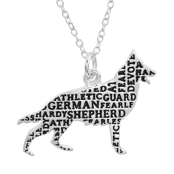 Silver Plated German Shepherd Pendant Necklace, Women's, Size: 17, Grey