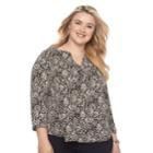 Plus Size Dana Buchman Knit Henley Top, Women's, Size: 2xl, Dark Beige