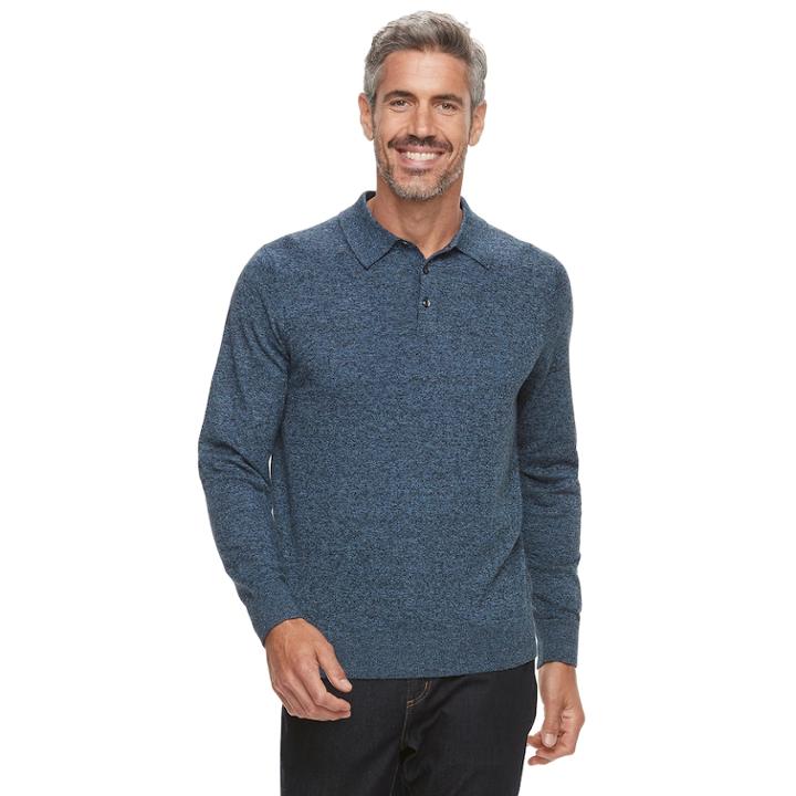 Men's Croft & Barrow® Fine-gauge Polo Sweater, Size: Medium, Lt Brown