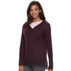 Women's Sonoma Goods For Life&trade; Cable Knit Hooded Sweater, Size: Medium, Dark Red