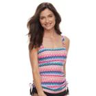 Women's Croft & Barrow&reg; Tummy Slimmer D-cup Side-tassel Tankini Top, Size: 16, Loopdy Loo
