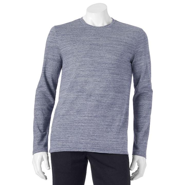Men's Apt. 9&reg; Jaspe Modern-fit Interloop Texture-striped Tee, Size: Xl, Blue