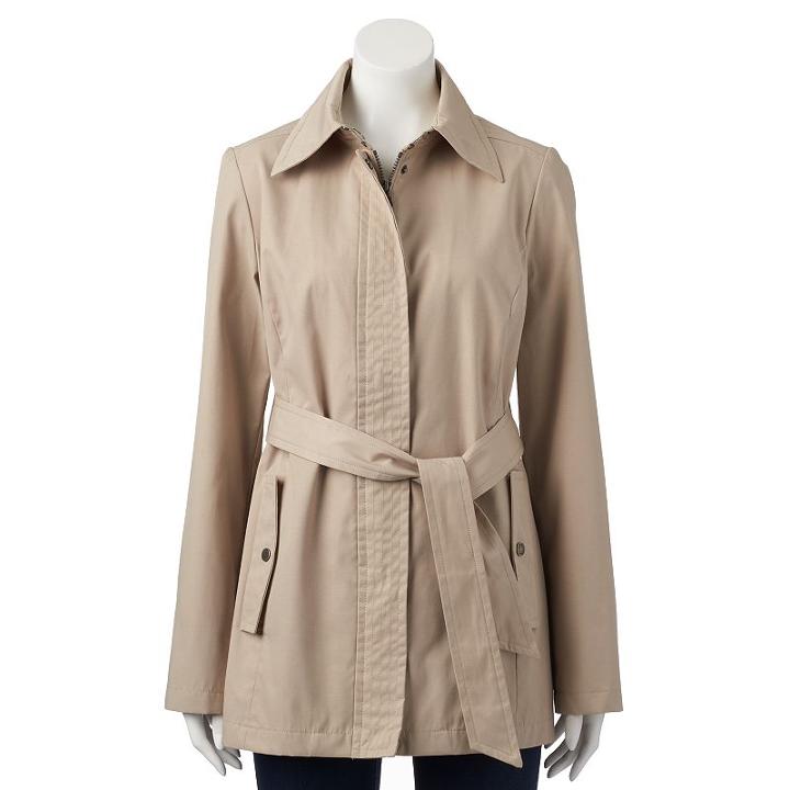 Women's Hemisphere Belted Jacket, Size: Large, Beig/green (beig/khaki)