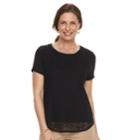 Women's Croft & Barrow&reg; Lace-front Tee, Size: Xl, Black