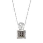 Sterling Silver 1/2 Carat T.w. Black & White Diamond Square Halo Pendant Necklace, Women's, Size: 18