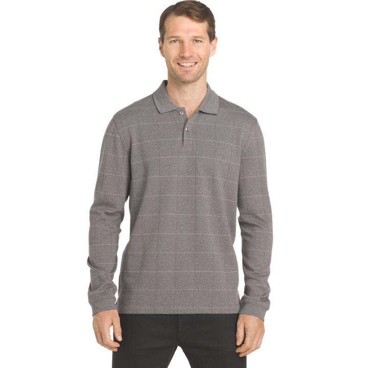 Big & Tall Van Heusen Jaspe Classic-fit Windowpane Stretch Polo, Men's, Size: 3xl Tall, Grey Other