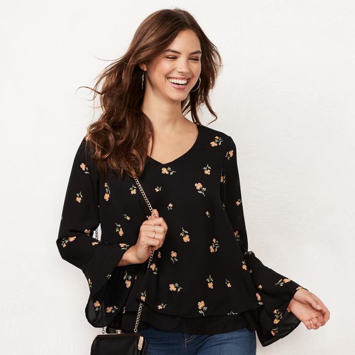 Women's Lc Lauren Conrad Layered Top, Size: Xs, Black