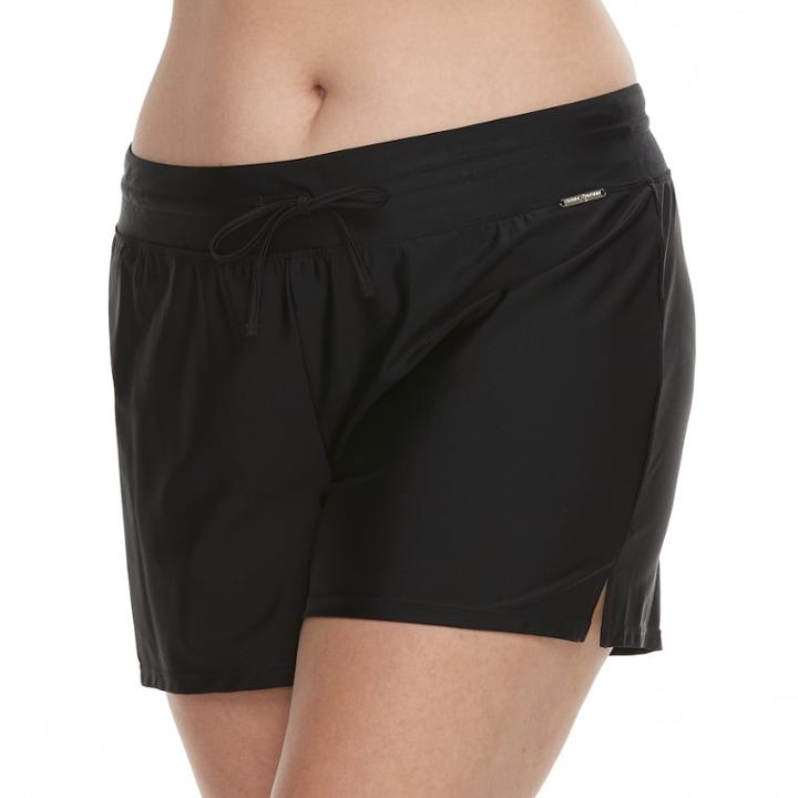 Plus Size Zeroxposur Solid Swim Shorts, Women's, Size: 16 W, Liquorice