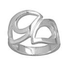 Silver Plated Openwork Teardrop Ring, Women's, Size: 7, Grey