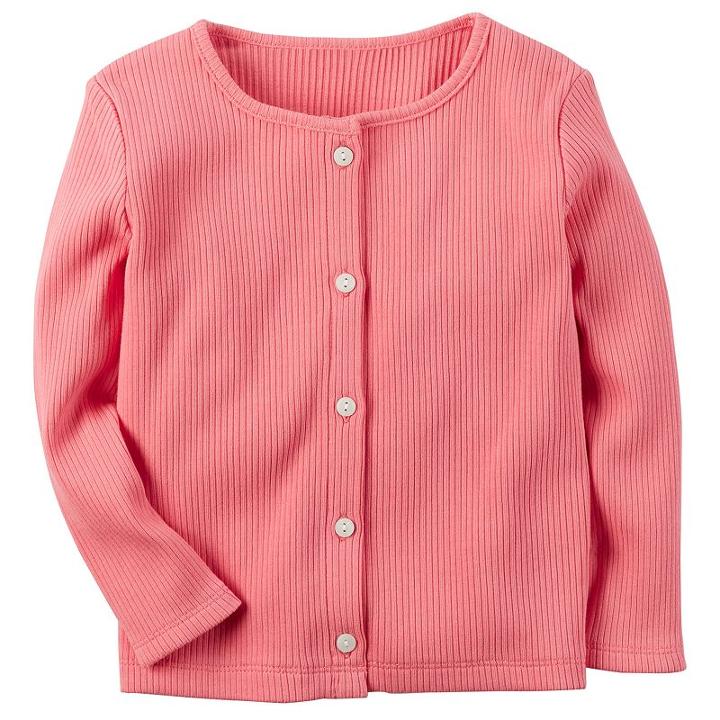 Girls 4-8 Carter's Ribbed Long-sleeve Cardigan, Size: 8, Pink
