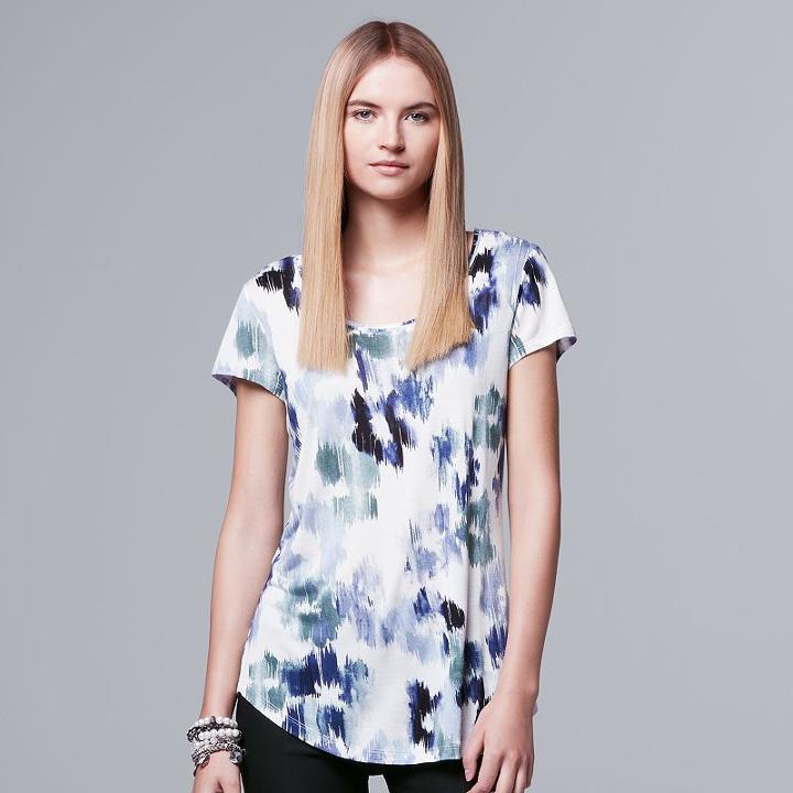 Women's Simply Vera Vera Wang Print High Low Hem Tee, Size: Small, Natural