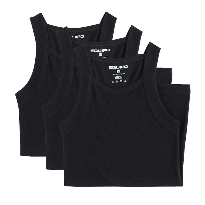Men's Equipo 3-pack Solid Ribbed A-shirts, Size: Small, Black