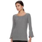 Women's Elle&trade; Bell-sleeve Scoopneck Sweater, Size: Xs, Grey Other