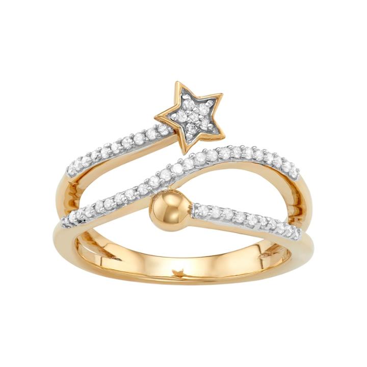 Sterling Silver 1/4 Carat T.w. Diamond Bypass Star Ring, Women's, Size: 6, White