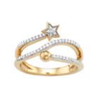 Sterling Silver 1/4 Carat T.w. Diamond Bypass Star Ring, Women's, Size: 6, White