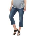 Maternity A:glow Belly Panel Cropped Flare Jeans, Women's, Size: 16-mat, Med Blue