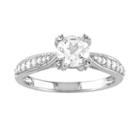 Lab-created White Sapphire And Diamond Engagement Ring In Sterling Silver (1/10 Ct. T.w.), Women's, Size: 8