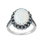 Sterling Silver Simulated White Opal & Cubic Zirconia Halo Ring, Women's, Size: 10