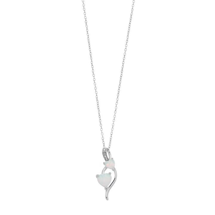 Radiant Gem Sterling Silver Lab-created Opal Double Heart Drop Pendant Necklace, Women's, Size: 18, White