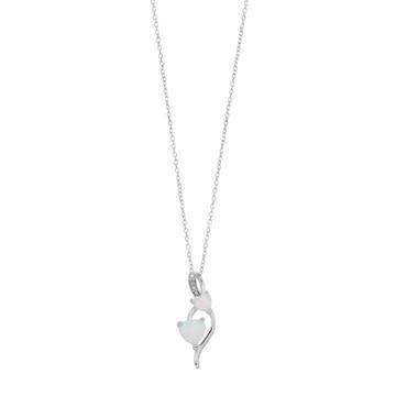 Radiant Gem Sterling Silver Lab-created Opal Double Heart Drop Pendant Necklace, Women's, Size: 18, White