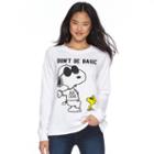 Juniors' Peanuts Snoopy Woodstock Graphic Fleece Sweatshirt, Girl's, Size: Large, White