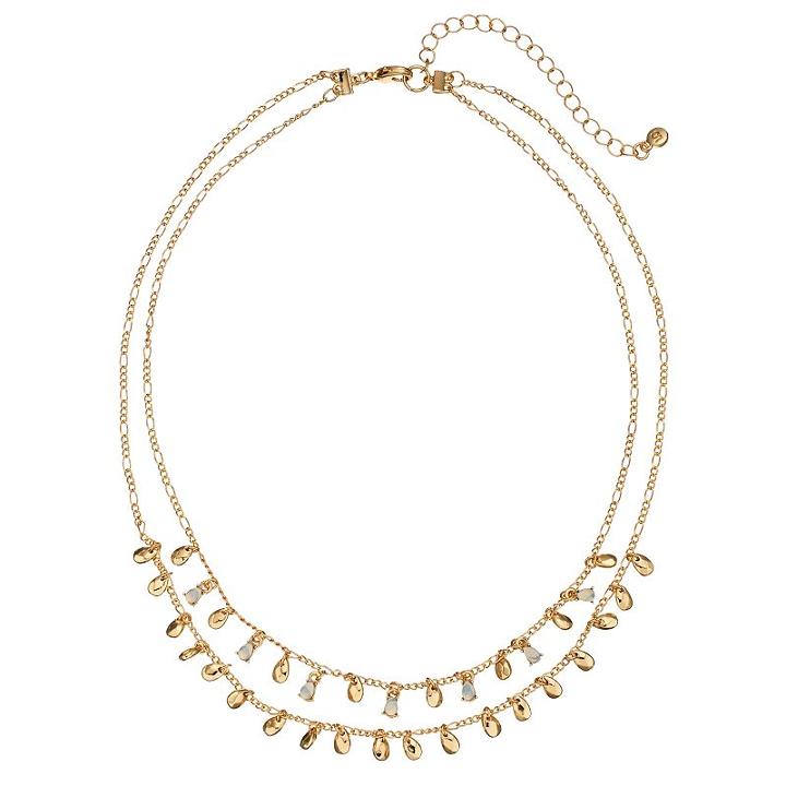 Lc Lauren Conrad Teardrop Double Strand Fringe Necklace, Women's, White