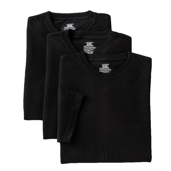 Men's Jockey 3-pk. Classic Staydry Crewneck Tees, Size: Xl, Black