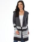 Women's Apt. 9&reg; Car Coat Sweater, Size: Regular, Charcoal Stripe