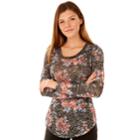 Juniors' Wallflower Print Burnout Tee, Teens, Size: Medium, Black Night Floral
