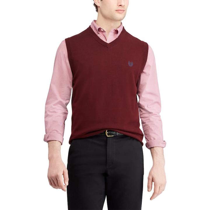 Men's Chaps Regular-fit V-neck Sweater Vest, Size: Xl, Red