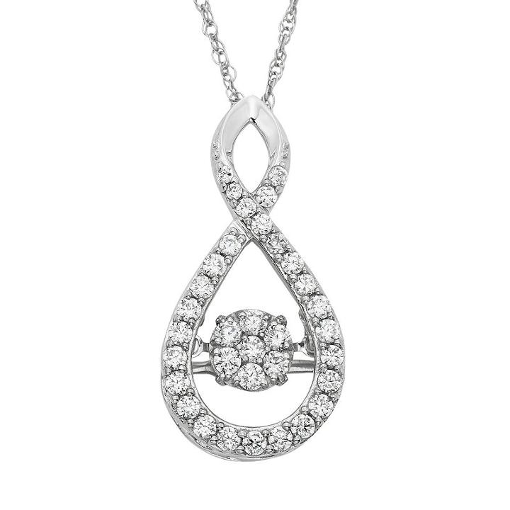 Dancing Love 5/8 Carat T.w. Diamond 10k White Gold Infinity Pendant Necklace, Women's