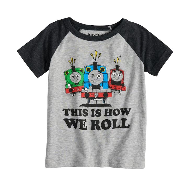 Toddler Boy Jumping Beans&reg; Thomas & Friends This Is How We Roll Percy, Thomas & James Raglan Tee, Size: 5t, Med Grey