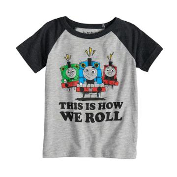 Toddler Boy Jumping Beans&reg; Thomas & Friends This Is How We Roll Percy, Thomas & James Raglan Tee, Size: 5t, Med Grey