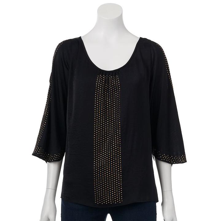 Women's Jennifer Lopez Embellished Cold-shoulder Top, Size: Medium, Black