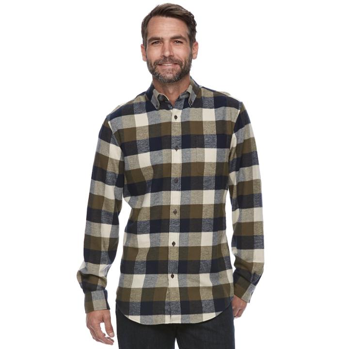 Big & Tall Croft & Barrow&reg; True Comfort Plaid Classic-fit Flannel Button-down Shirt, Men's, Size: Xl, Green